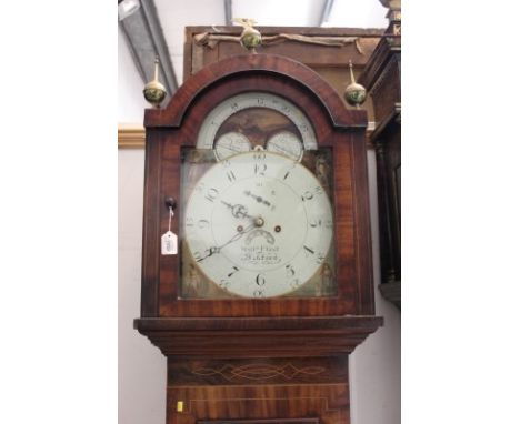 Late 18th / early 19th century longcase clock with eight day movement, break arch painted dial, signed - Willm Flint Ashford,