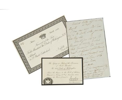 The Duke of Wellington - a handwritten letter from Windsor Castle, September 15th 1840, inviting a guest for dinner, signed '