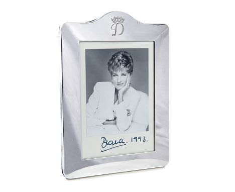 Diana Princess of Wales - fine Royal Presentation signed black and white portrait photograph of a relaxed Diana, signed in in