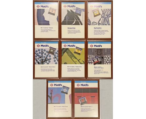 Set (unbroken run of 8) of London Underground CAR PANELS of Victoria Line [tile] motifs. Produced in 1989 as a set of 16, one