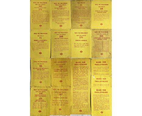 Quantity (16) of London Transport "Buses for Trolleybuses" PANEL POSTERS (aka as 'Yellow Perils') dated 1960/62 and produced 
