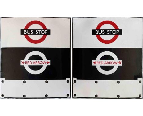 London Transport enamel BUS &amp; RED ARROW STOP FLAG. These were used from the late 1960s until the early 1970s after which 
