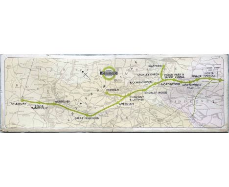 1937 London Underground Metropolitan Line CAR DIAGRAM (map) for compartment stock showing the lines to Watford, Chesham and A