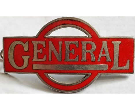 1920s ''General'' CAP BADGE in orange-red enamel on brass. It is thought that the much less-common red versions were issued t