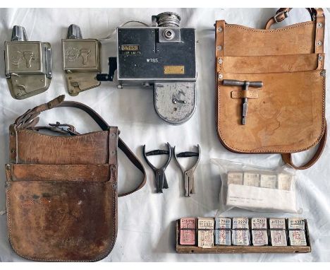 Quantity (9) of mainly London Transport TICKET MACHINES &amp; CONDUCTORS' ITEMS comprising 2 x Bell Punch ticket machines w/b