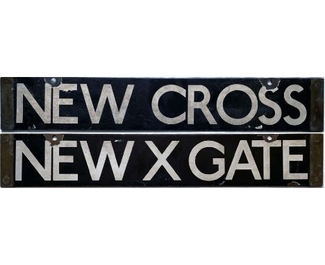London Underground F-Stock or Q-Stock enamel DESTINATION PLATE 'New Cross / New X Gate' from the East London Line. Could poss