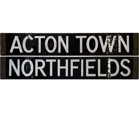 London Underground enamel CAB DESTINATION PLATE for Acton Town / Northfields which could have been used on either the Distric
