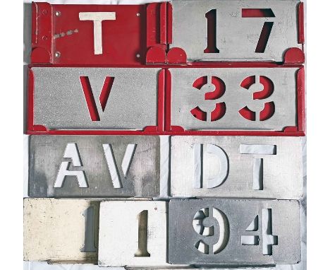 Selection (10 items) of London Transport bus garage allocation items comprising 2 x STENCIL HOLDERS, one is original Routemas