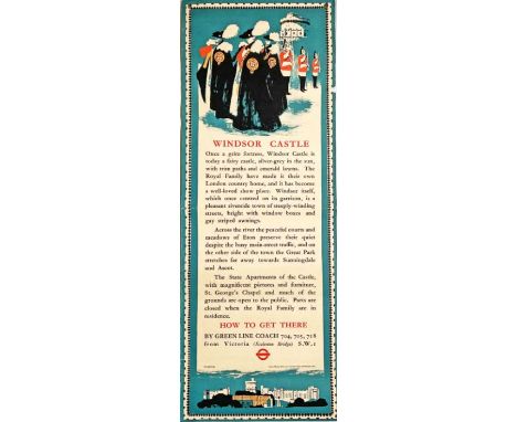 1951 London Transport PANEL POSTER "Windsor Castle" by Clifford Wilkinson (1919-2003). Depicts 3 Knights of the Garter with t