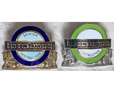 Pair of London Transport bus driving instructor CAP BADGES comprising a Central Buses Senior Instructor and a Country Buses I