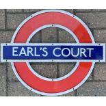 London Underground enamel PLATFORM ROUNDEL from Earl's Court Station on the District and