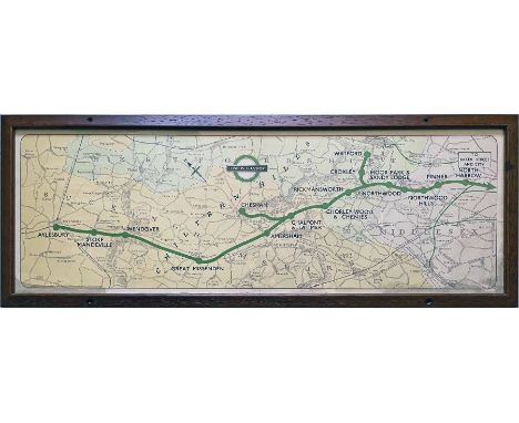 1948 London Underground Metropolitan Line CAR DIAGRAM (map) for compartment stock showing the lines to Watford, Chesham and A