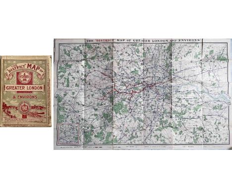 1902 London Underground MAP 'The 'District [Railway] MAP of Greater London &amp; Environs', 1st edition. Shows the first tube