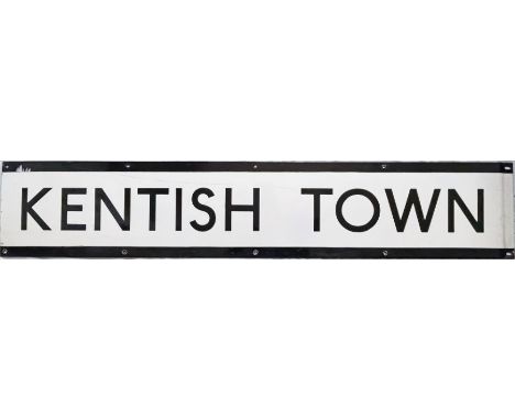 1950s/60s London Underground enamel PLATFORM FRIEZE PANEL from Kentish Town station on the Northern Line. Measures 48" (122cm