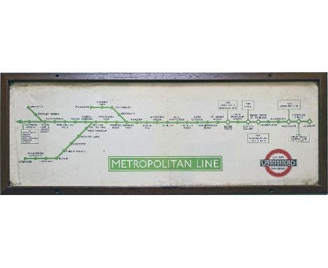 1937 London Underground Metropolitan Line CAR DIAGRAM for compartment stock showing the line coloured green. Refers to 'Inner