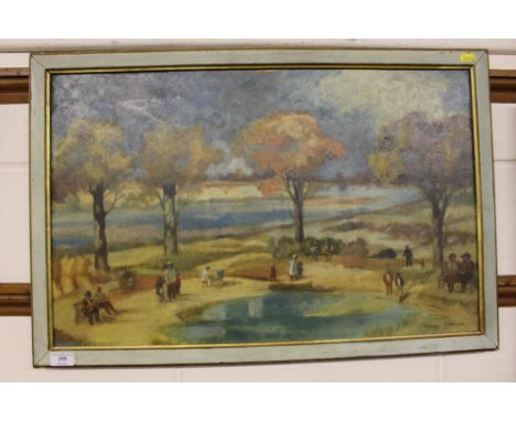 Nancy Graham, oil on board study of figures 
