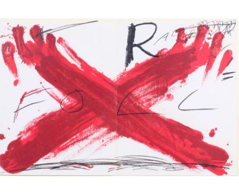 Antoni Tapies, abstract, lithograph published by Maeght Paris 1973, sheet 28cm x 44cm, mountedOriginal centre fold mark with 
