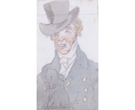 Thomas Rowlandson (1756 - 1827), character portrait, watercolour, 9cm x 5cm, framed, provenance: The Ruskin Gallery Stratford