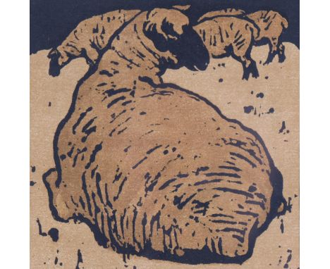 William Nicholson (1872-1949), lithograph in colours on paper, The Simple Sheep, from The Square Book of Animals, 1900, 12.7c