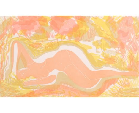 Reclining figure, colour screenprint circa 1950s, unsigned, plate 34cm x 57cm, mountedGood condition