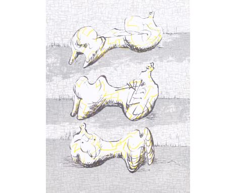 Henry Moore, 3 figures, 1972, lithograph for Homage XX Siecle, sheet 31cm x 24cm, framedGood condition
