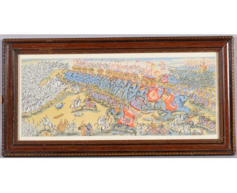 Edward Bawden (1903-1989), lithograph on paper, The Battle of Qadisiya, 17.5cm x 43cm, from The Arabs, printed by The Curwen 