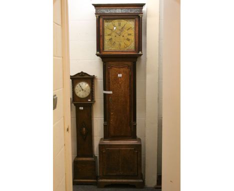 *JOHN STANYER NANTWICH, English Oak Eight Day Longcase Clock, the thirteen inch square brass dial decorated with spandrels an