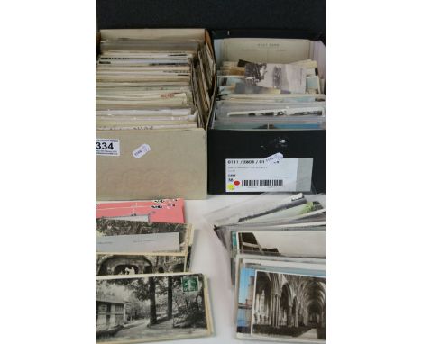 Two boxes of mixed vintage World Postcards, mainly Topographical but also WW1 interest