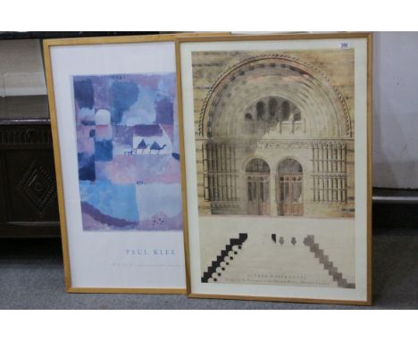 Alfred Waterhouse architectural large poster together with a Paul Klee poster (2)