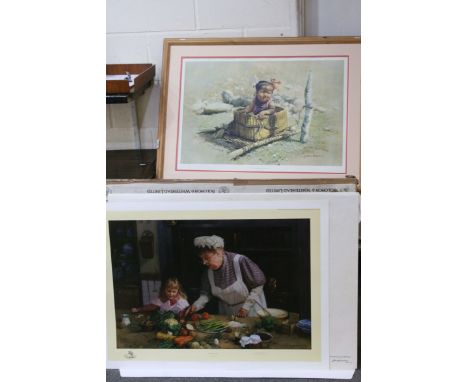 David Shepherd limited edition print "Grannies Kitchen", 929/1500 signed in pencil, dimensions approximately 53cm x 78cm toge