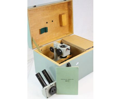 Russian cased Stereoscopic Microscope MBC - 9 with accessories &amp; instructions, case approx 46 x 32 x 28cm