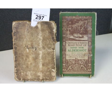 George III linen backed map of Surrey by John Cary dated 28th September 1801 with original dust cover together with a linen b