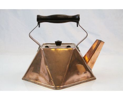 Copper geometric Art Deco style teapot