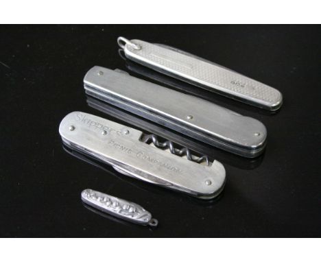 Four Pocket knives to include a Miniature example, one with fold out Fork, an Advertising example &amp; another with Hallmark