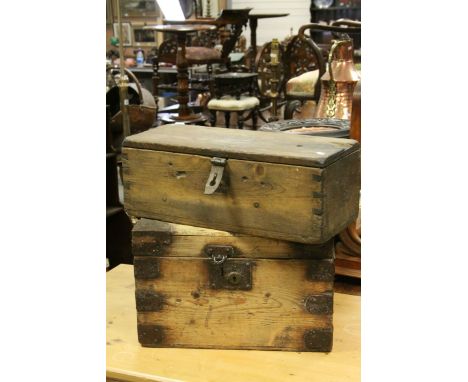 Two Old Pine Tool Boxes, largest 46cms long x 29cms high