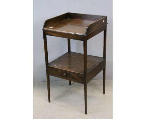 Early 19th century Mahogany Washstand with Gallery Back, Pot Shelf and Drawer raised on Square Tapering Legs, 48cms wide x 92