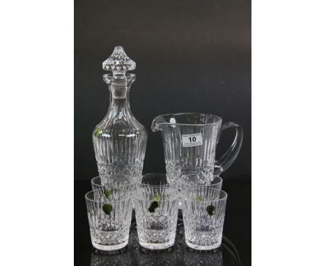 Boxed Waterford Crystal Water jug &amp; six Tumblers plus a Boxed Waterford Crystal Decanter approx 33cm tall including the s