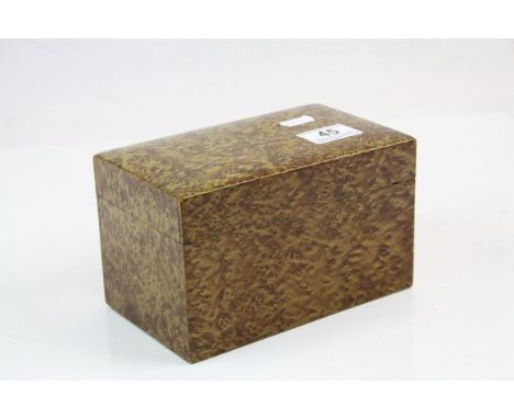 *Burr Maple effect Tea caddy of rectangular form with hinged lid &amp; twin interior compartments, measures approx 18 x 11 x 