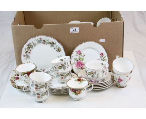 Box of mixed part Tea sets to include Royal Albert "Old Country Roses", Royal Stafford "First Love" &amp; Royal Adderley "Bee