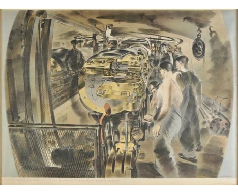 *Freedman (Barnett, 1901-1958). 15 Inch Gun Turret, H.M.S. Repulse, August 1941, [1942],  colour lithograph on wove paper, pr