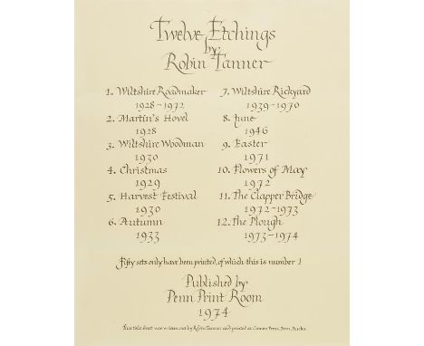 *Tanner (Robin, 1904-1988). Twelve Etchings by Robin Tanner, Penn Print Room, 1974,  the complete portfolio of 12 etchings on