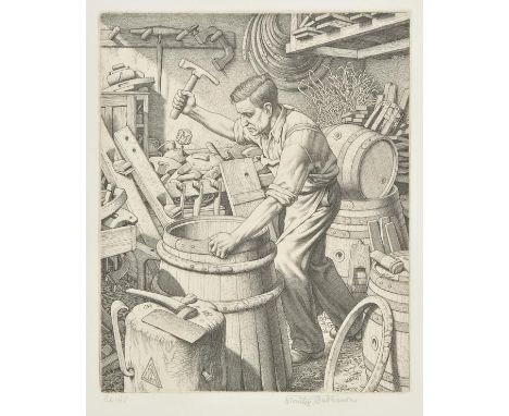 *Anderson (Alfred Charles Stanley, 1884-1966). The Cooper, 1947,  engraving on laid paper, from the edition of 65 published b
