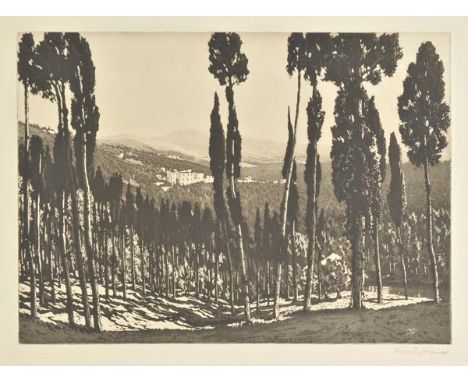 *Manning (William Westley, 1868-1954). The Alhambra, Granada, 1936, & Settignano,  together two aquatints, each signed in pen