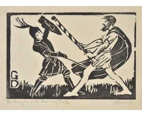 *@Raverat (Gwen, 1885-1957). The Knight of the Burning Pestle, 1909,  woodcut on japan tissue, signed and titled in pencil, i
