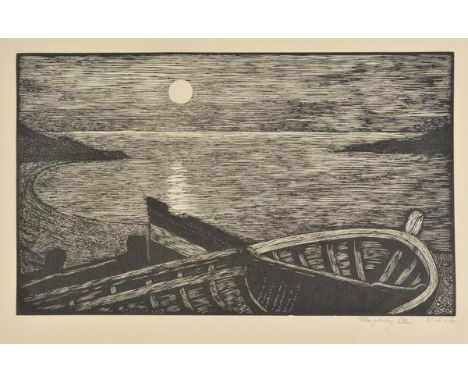 *Lee (Sydney, 1866-1949). Moonlit Shore,  woodcut on thin wove paper, signed and numbered No. 36/60 in pencil, image size 187