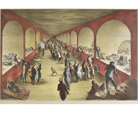 *Ardizzone (Edward, 1900-1979). Shelter Scene, 1941,  colour lithograph, printed by the Baynard Press, published by the Natio