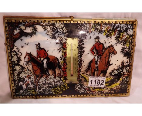 Framed thermometer with hunting scene design, 30 x 18 cm. Not available for in-house P&amp;P 