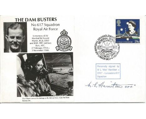 Mac Hamilton DFC signed The Dam Busters, No.617 Squadron, Royal Air Force. Cover design: Scene from the 1953 film, Gibson loo