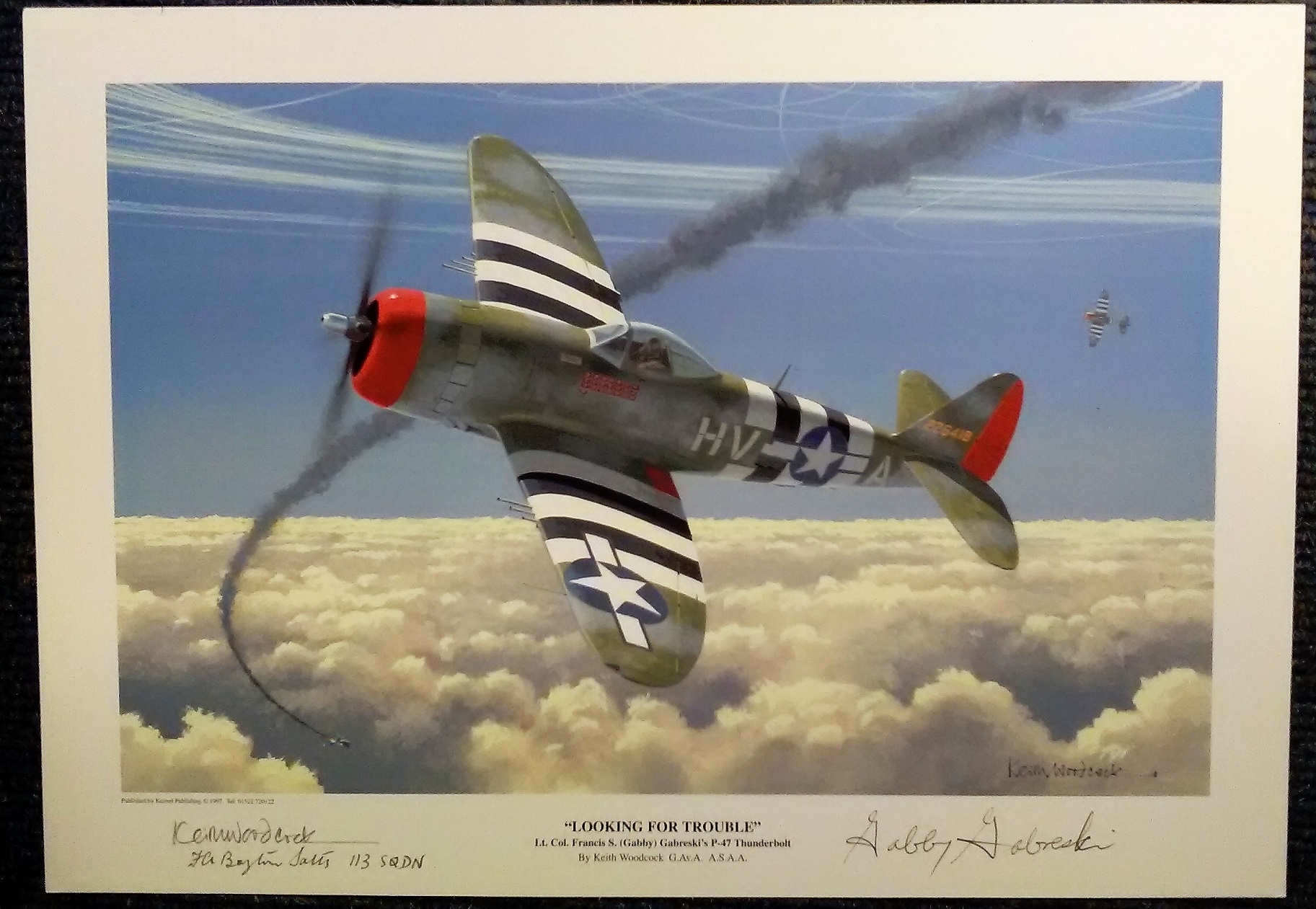 Looking for Trouble print signed by Lt Col Gabby Gabreski, artist Keith ...