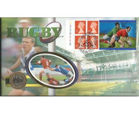 JPR Williams signed Rugby World Cup 1999 Benham official coin FDC PNC. Cardiff postmark 1999 £2 coin inset. Good Condition. A